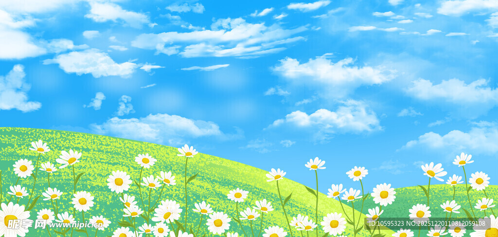 春日花海蓝天美景图