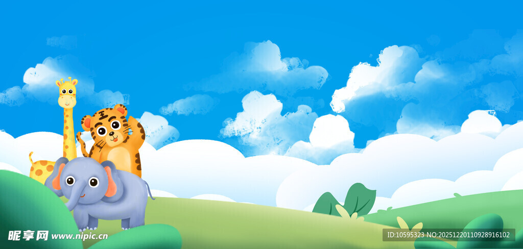 动物欢乐出行在美丽原野