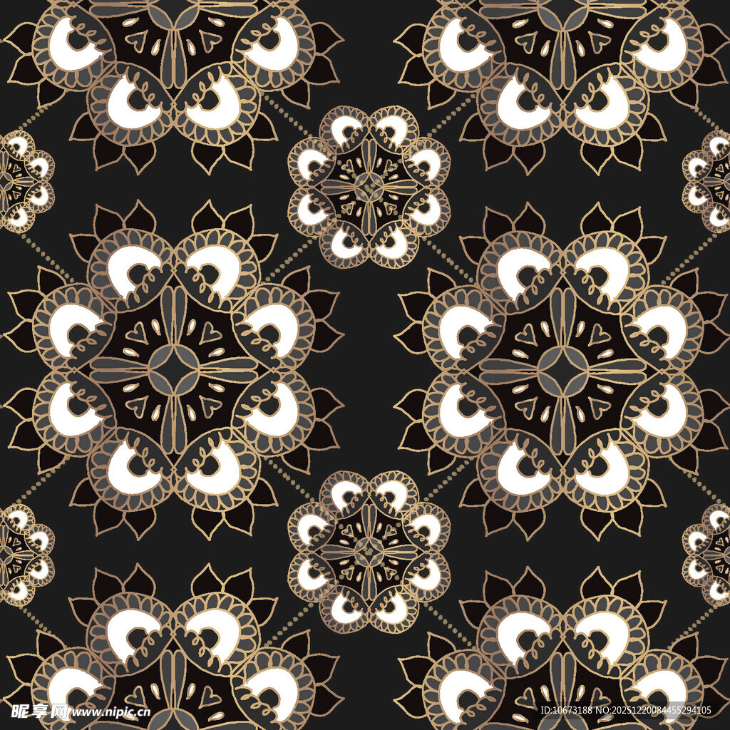 黑金花卉几何图案纹理
