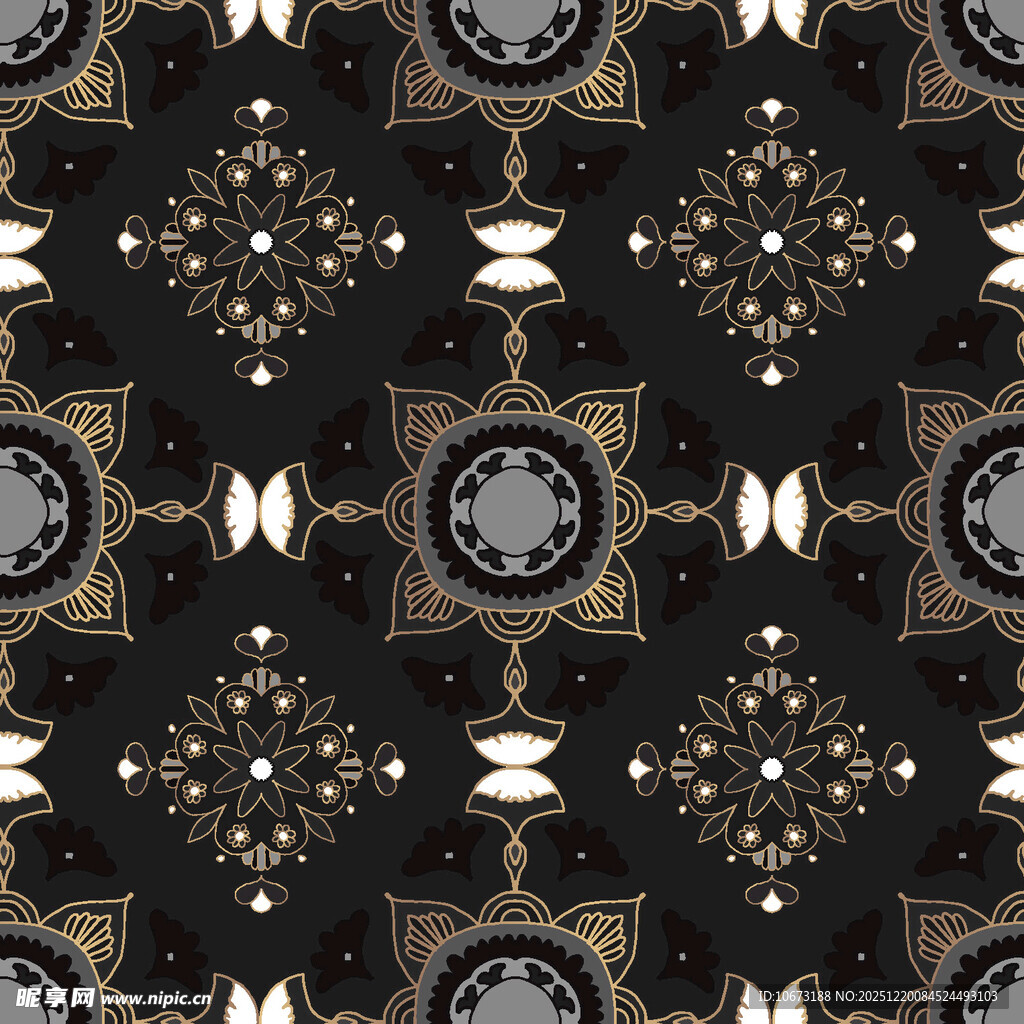 复古黑金几何花纹图案