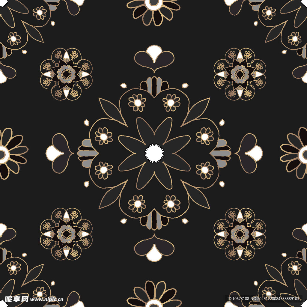 黑色底金色花纹几何图案