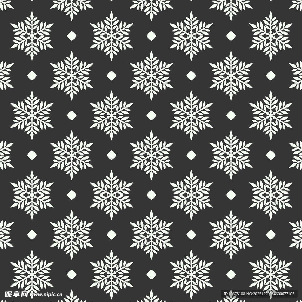 黑色底雪花几何图案背景