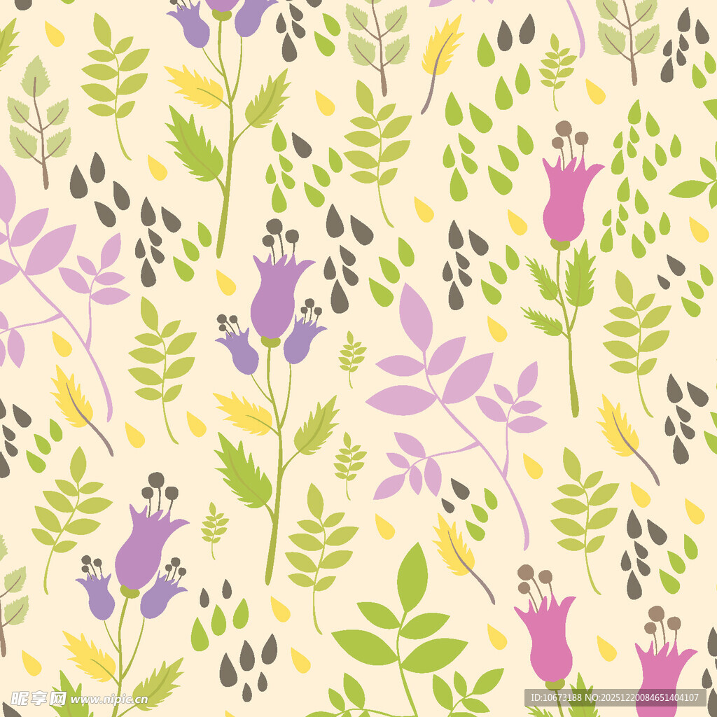 清新花卉植物图案背景