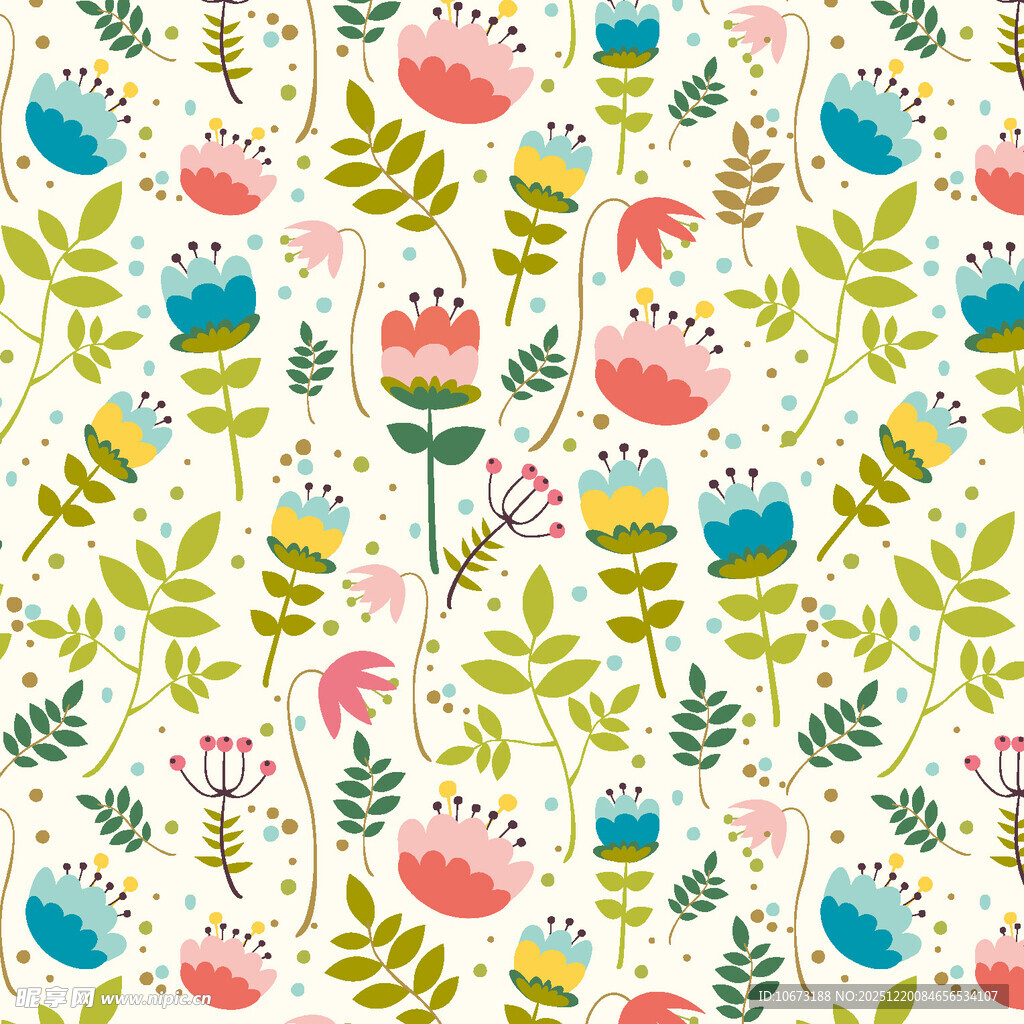 多彩花卉植物图案背景