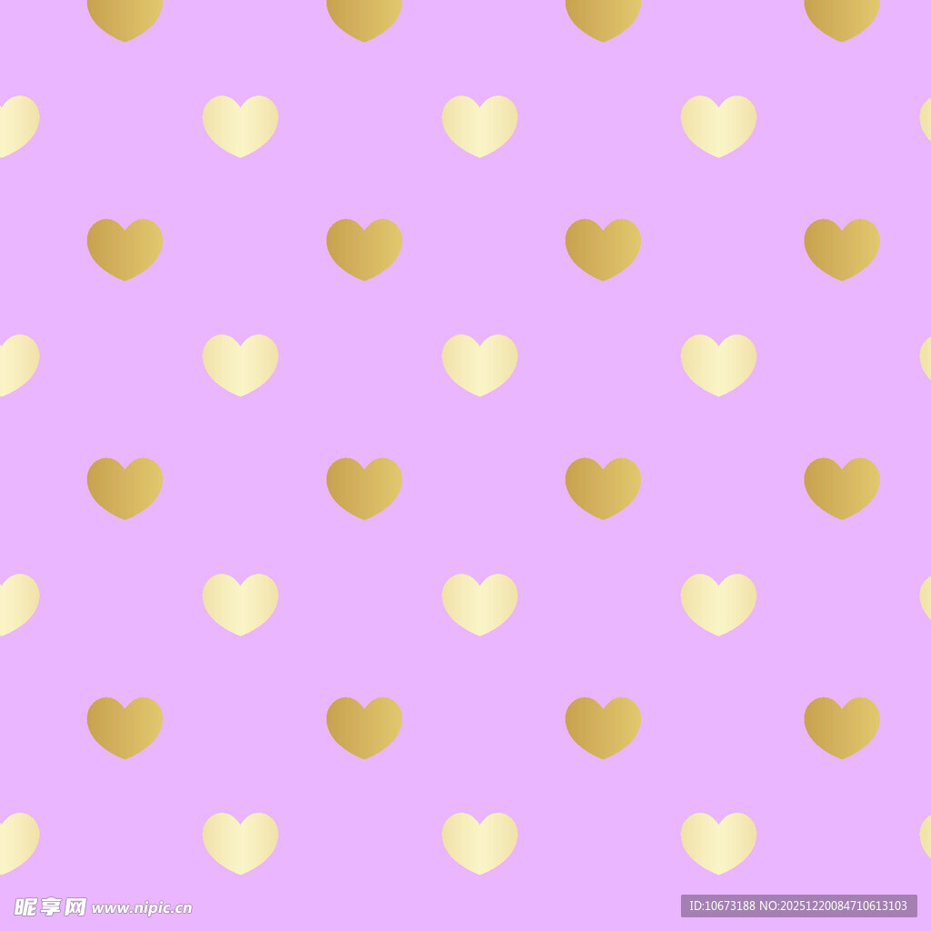 淡紫色底金色心形图案背景
