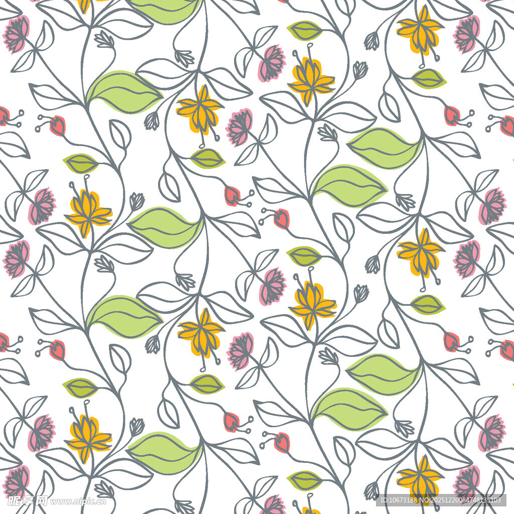 花卉植物图案无缝背景