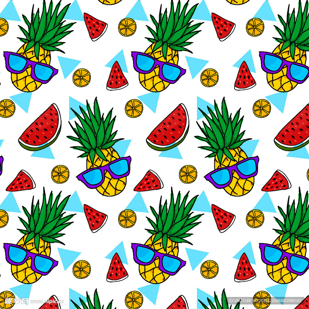 夏日水果墨镜图案背景