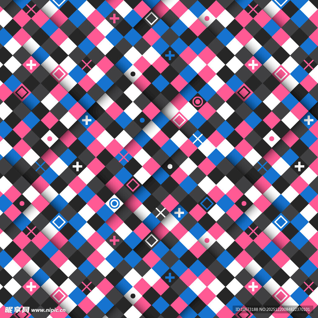 多彩几何方块图案背景