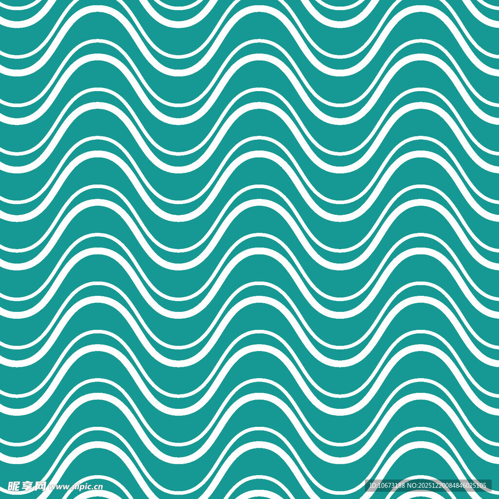 蓝绿色波浪纹无缝图案