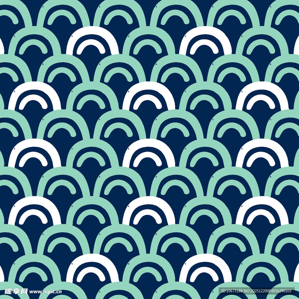 蓝绿相间的几何波浪图案