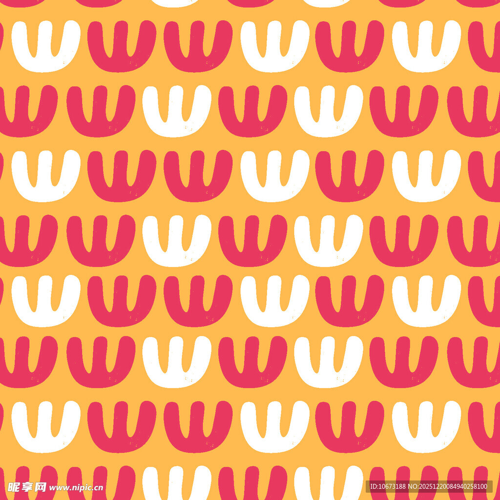 橙底红白图案几何花纹