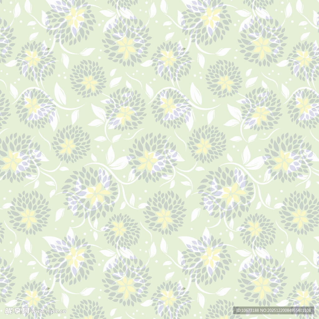 清新淡绿色花卉图案背景