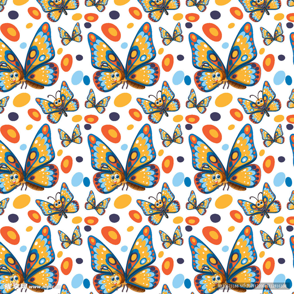 多彩蝴蝶图案背景