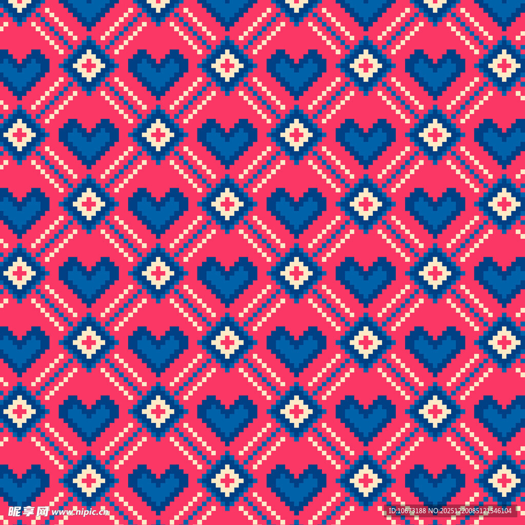 红蓝爱心几何图案纹理