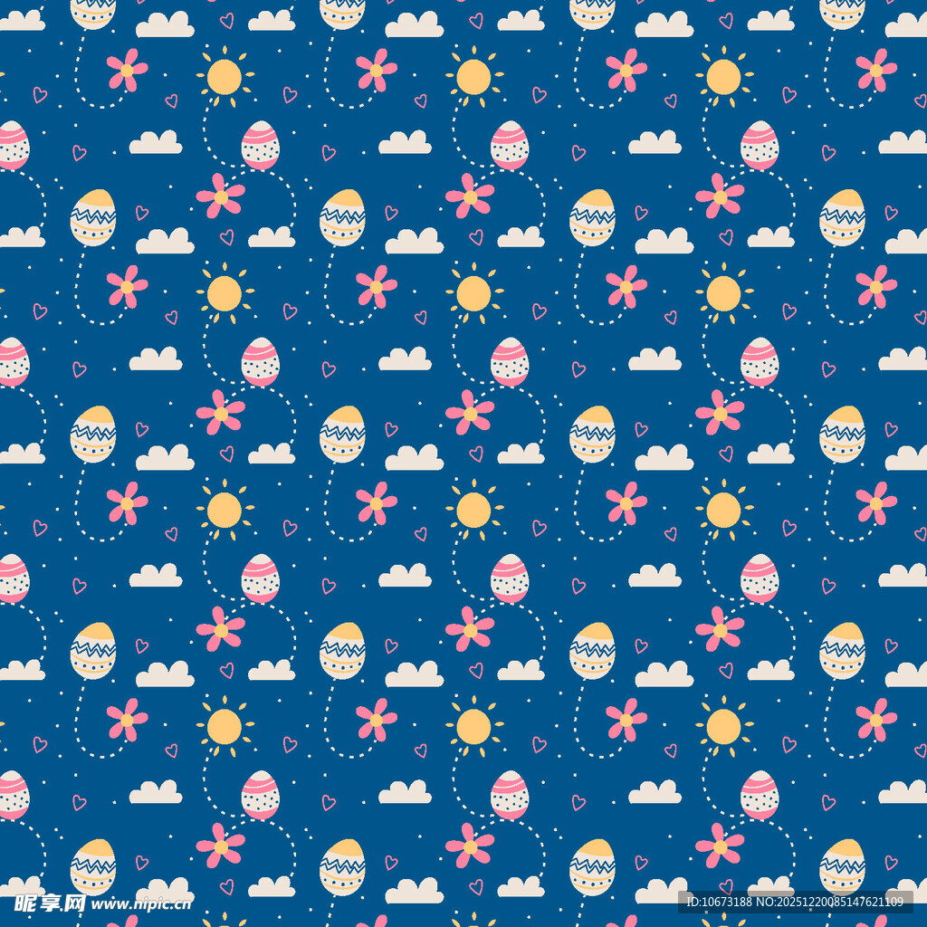 蓝色童趣星球云朵印花图案