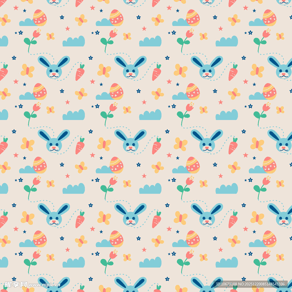 可爱动物花卉图案背景