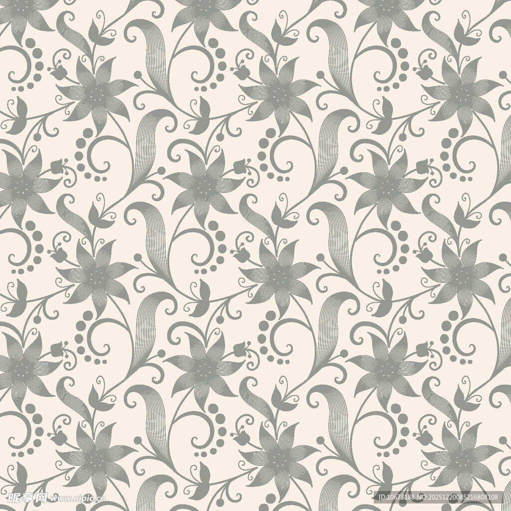 浅灰花卉复古花纹图案