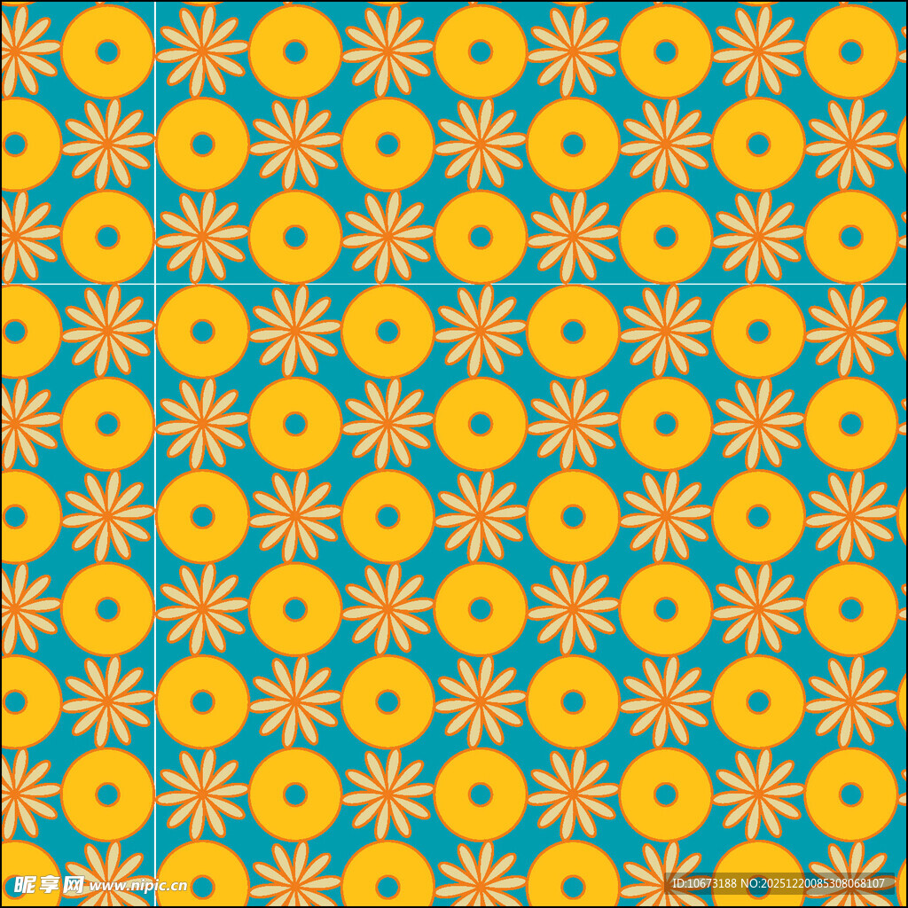 黄色花朵几何图案背景