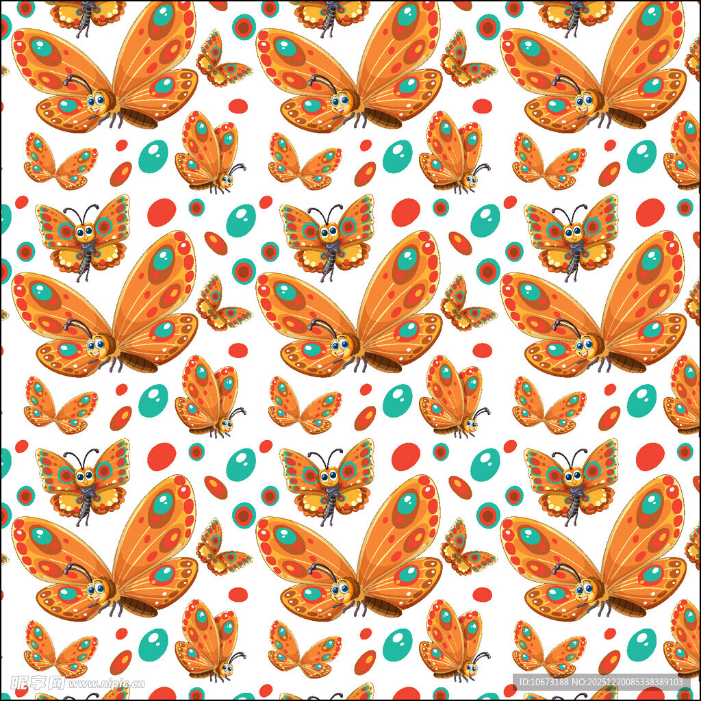 多彩蝴蝶无缝图案背景
