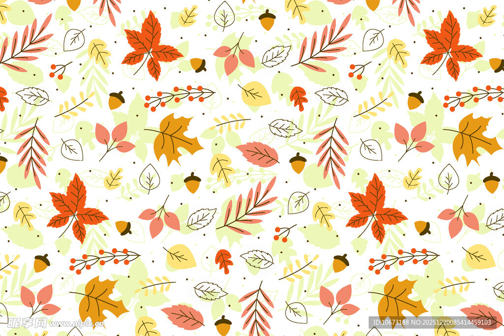秋季缤纷树叶图案背景