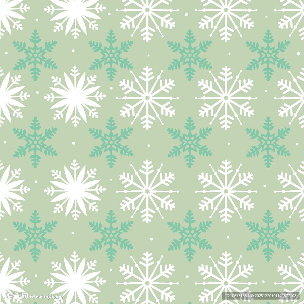 浅绿色底白色雪花图案
