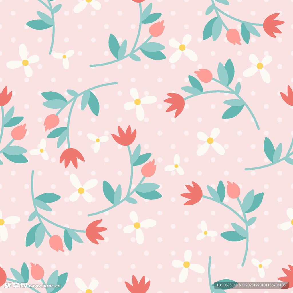 粉色花卉无缝图案背景