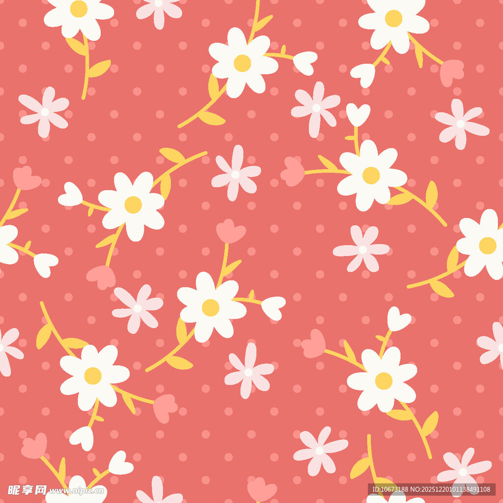 粉色底小雏菊花卉图案
