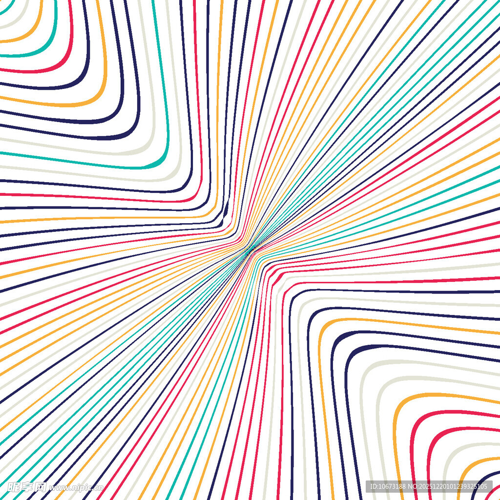 放射状多彩线条抽象图案