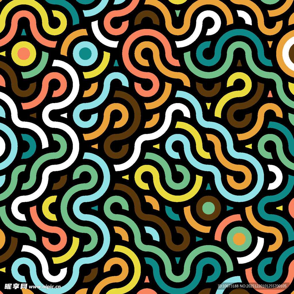 多彩波浪线条抽象图案