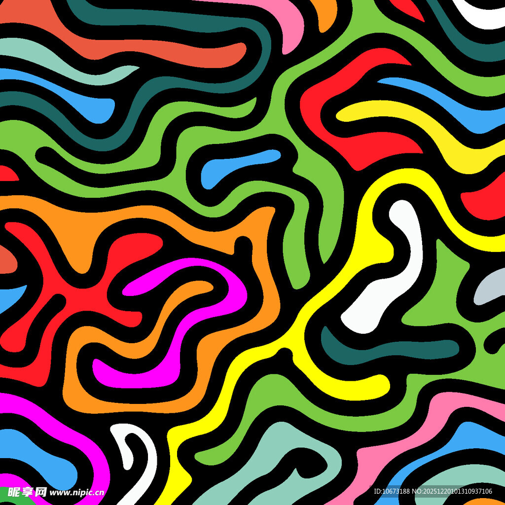 多彩波浪线条抽象图案