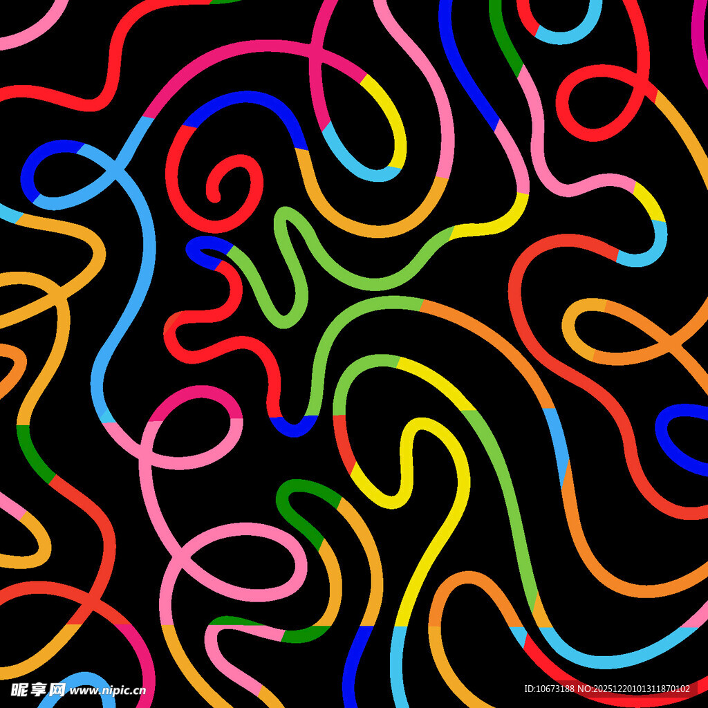 多彩曲线交织抽象图案