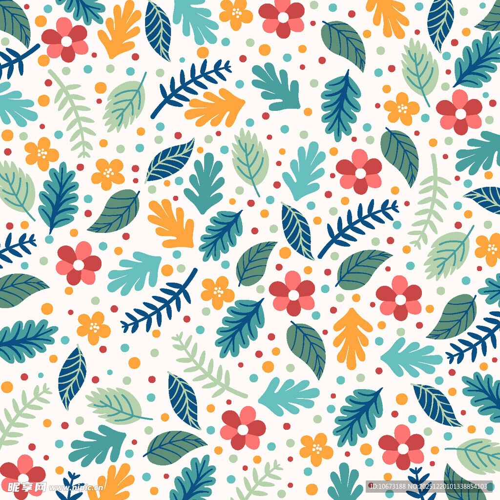 花卉绿叶图案背景