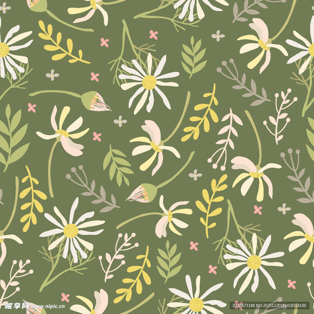 清新绿植花卉图案背景