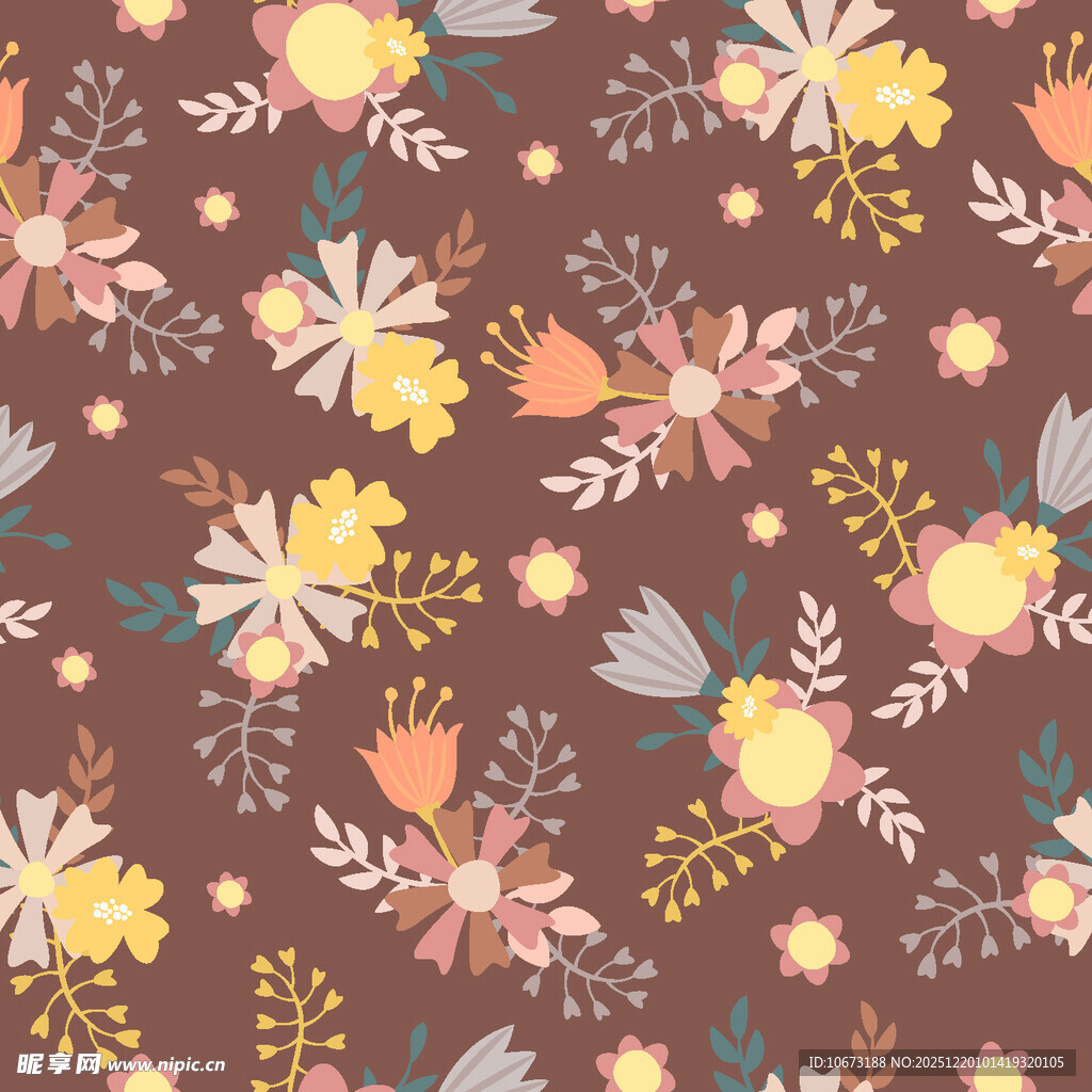 复古风花卉无缝图案背景