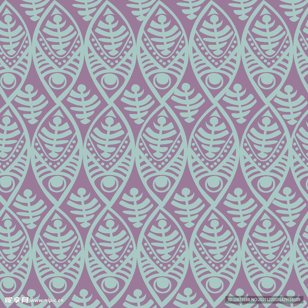 淡紫色底绿叶花纹图案
