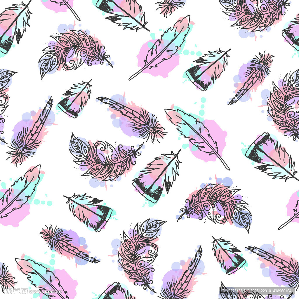 多彩羽毛图案背景设计