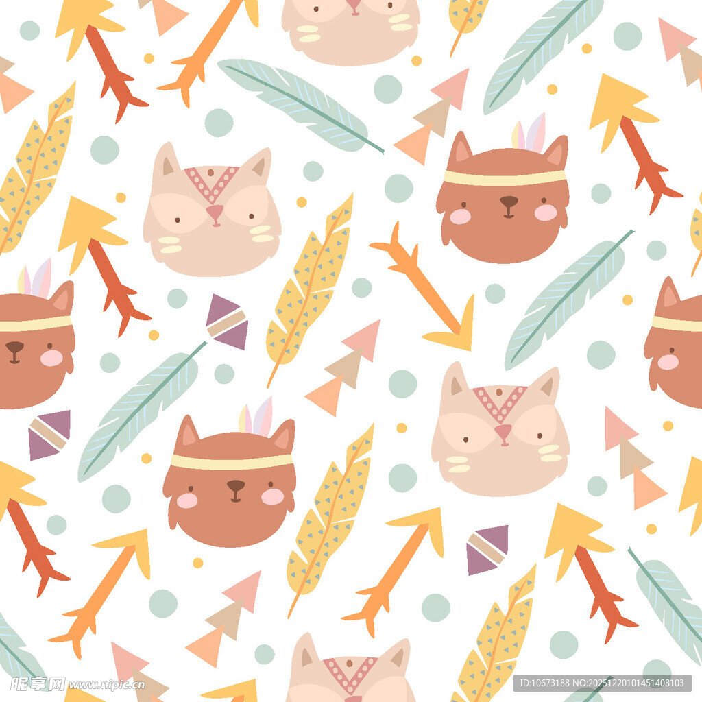 可爱猫咪与箭头图案背景