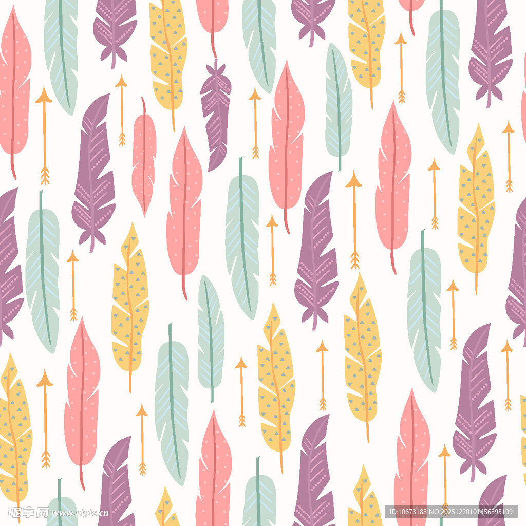 多彩羽毛无缝图案背景