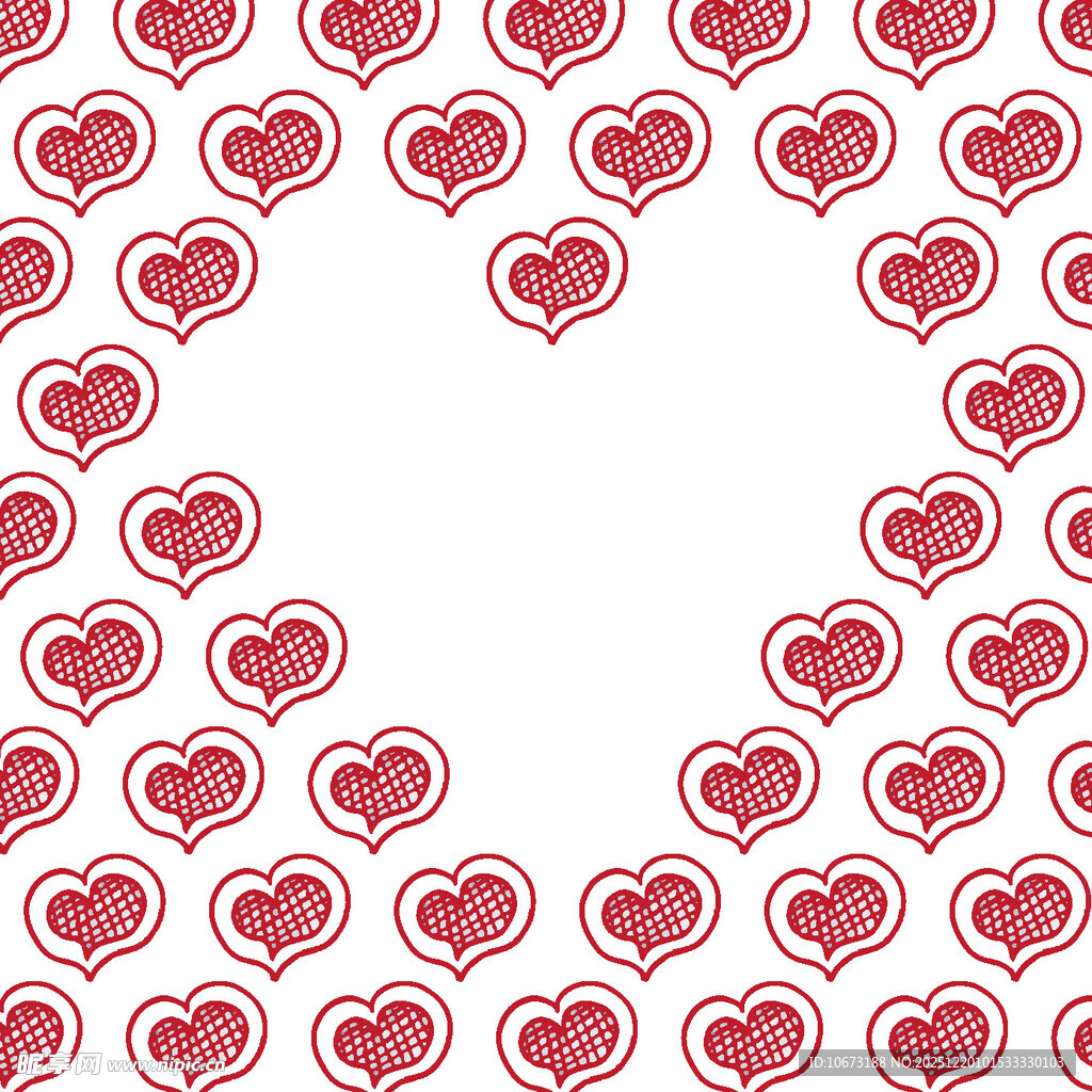 心形图案环绕的空白背景