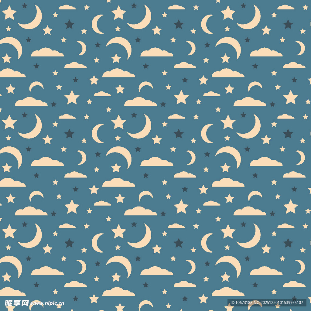 梦幻星空月亮云朵图案