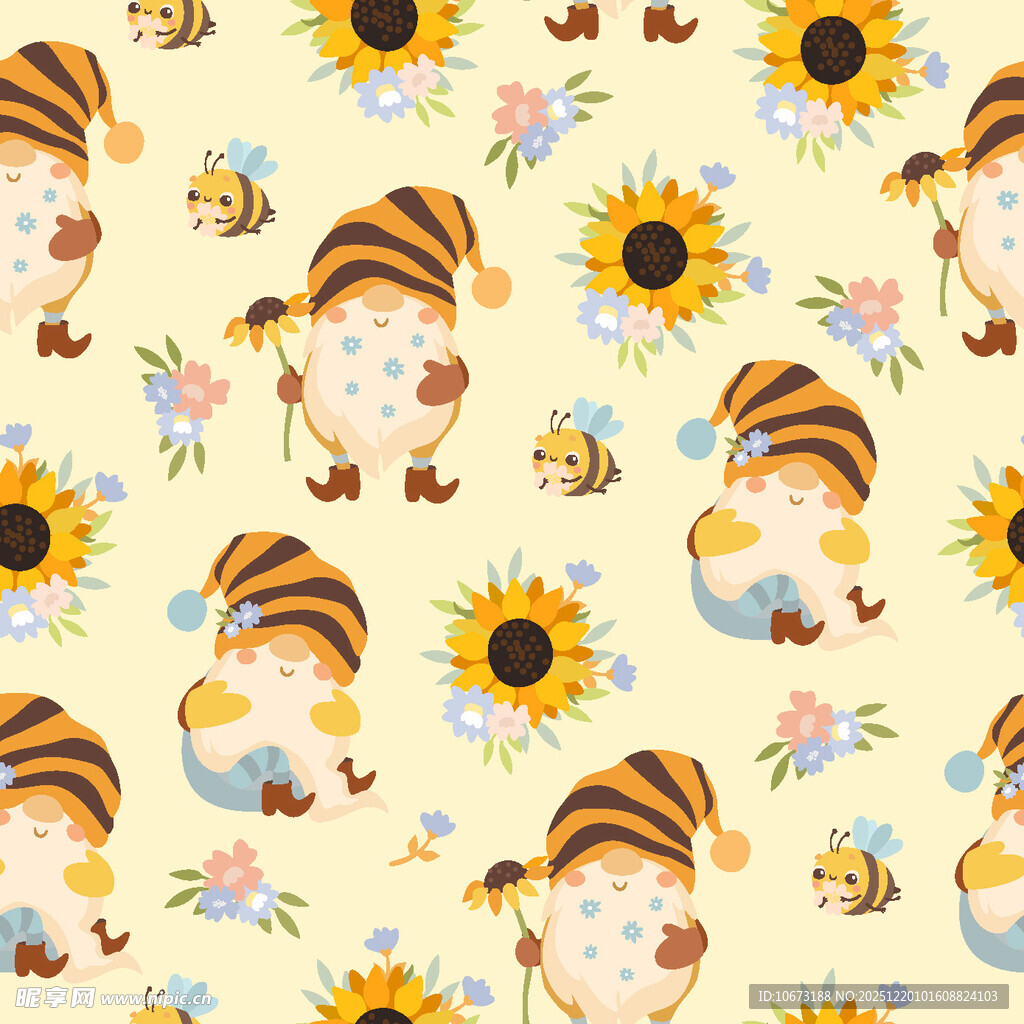 小矮人向日葵可爱图案