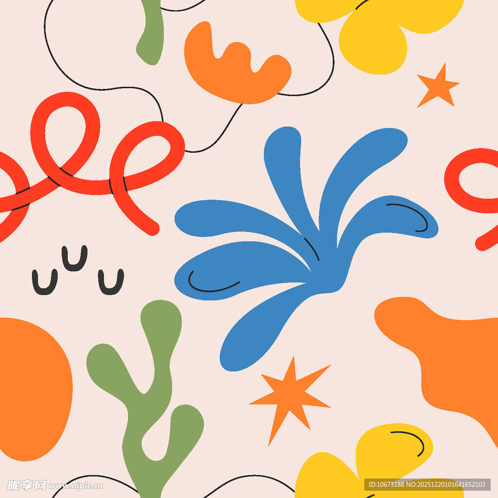 多彩卡通植物图案背景