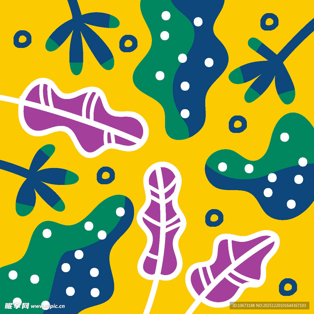 多彩植物图案背景设计