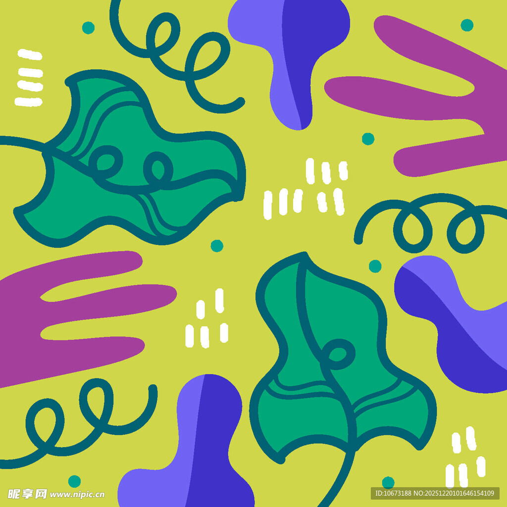 抽象多彩植物图案设计