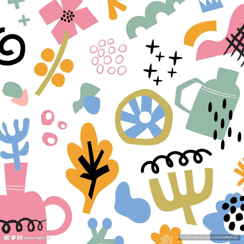 多彩手绘植物图案背景