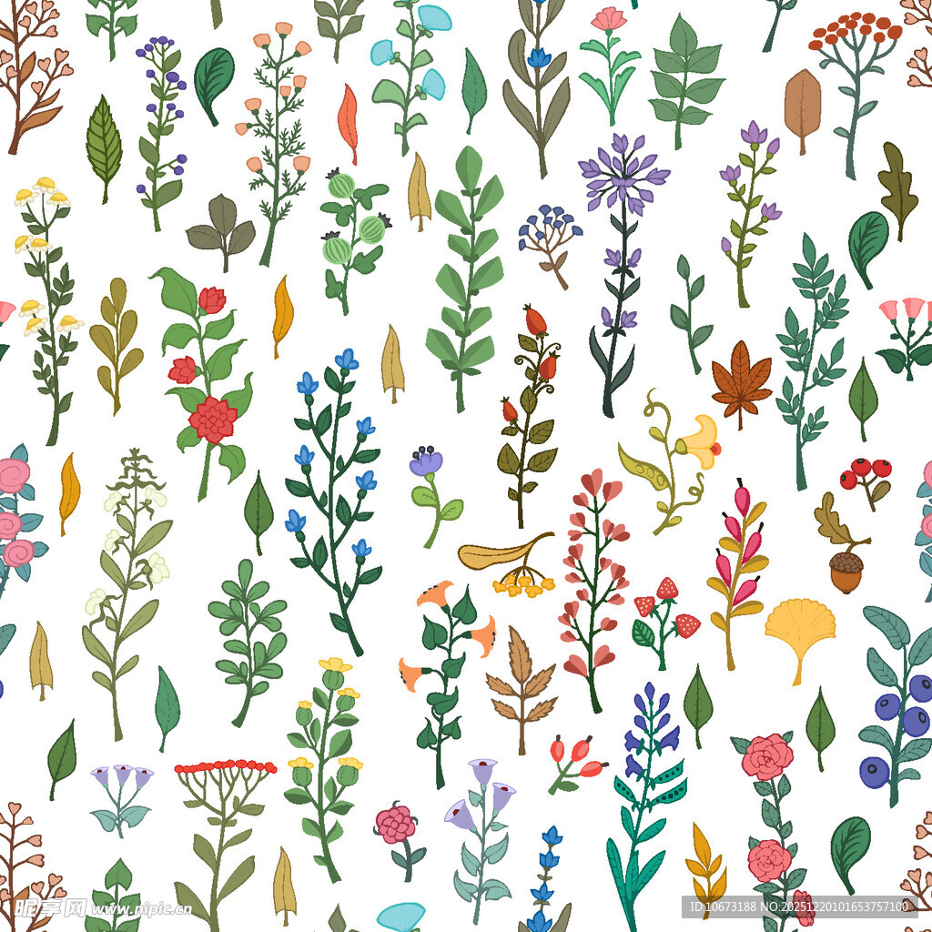 多彩手绘花卉图案背景