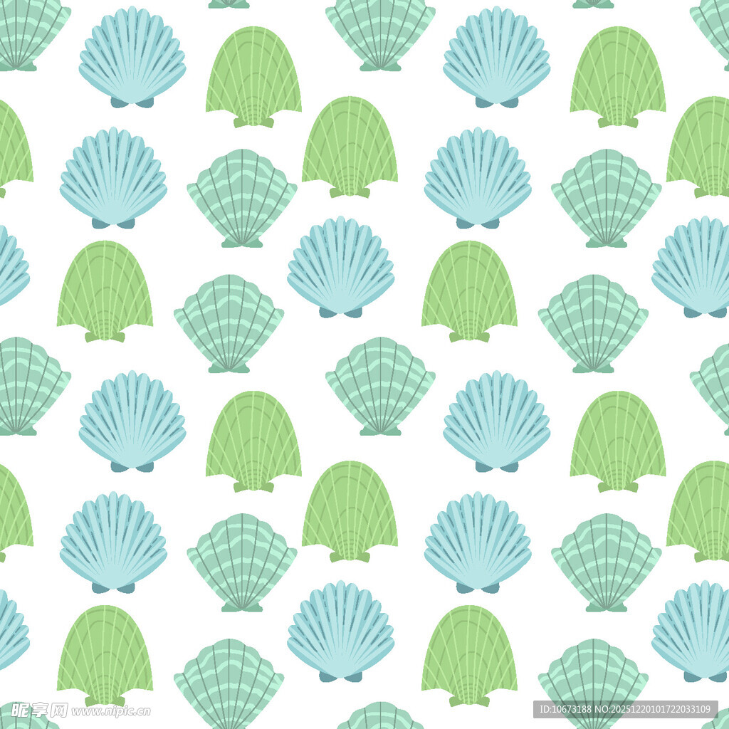 贝壳乌龟图案无缝背景