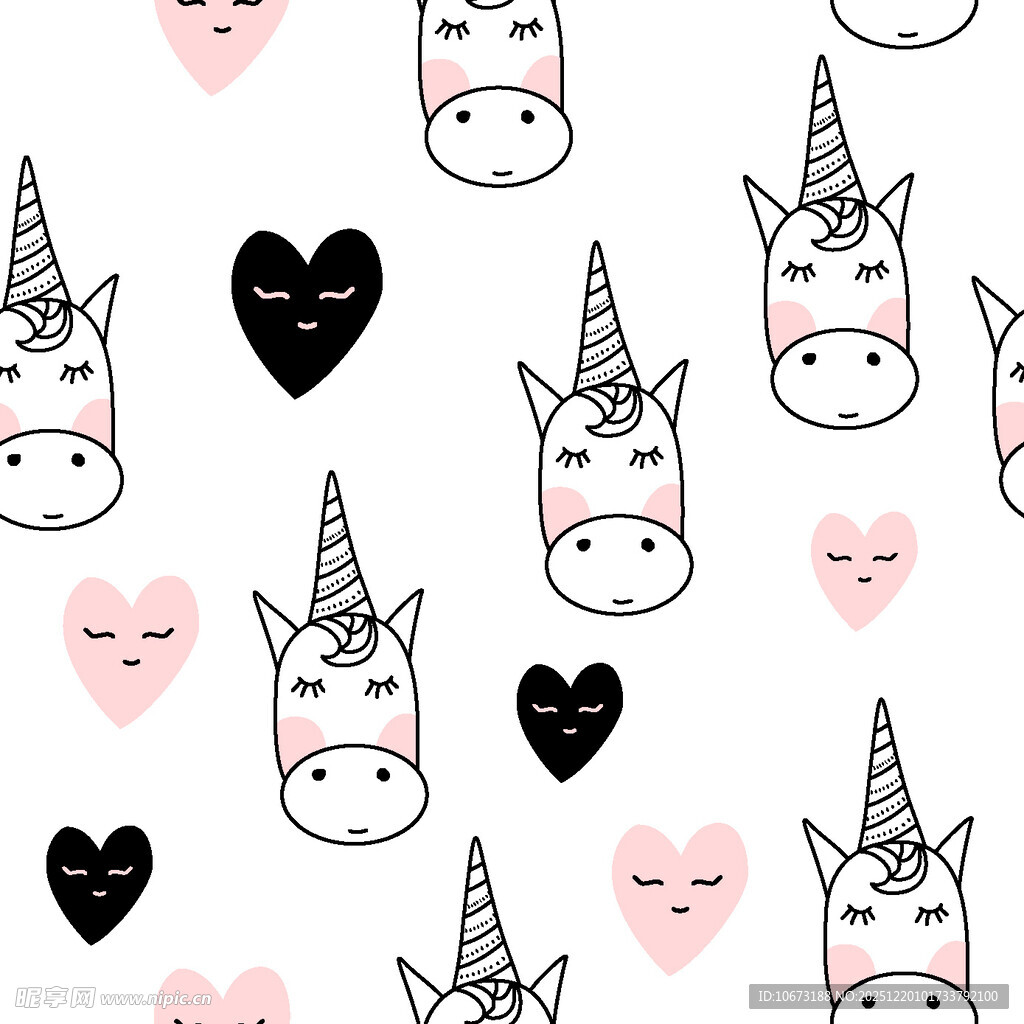 独角兽爱心图案可爱背景