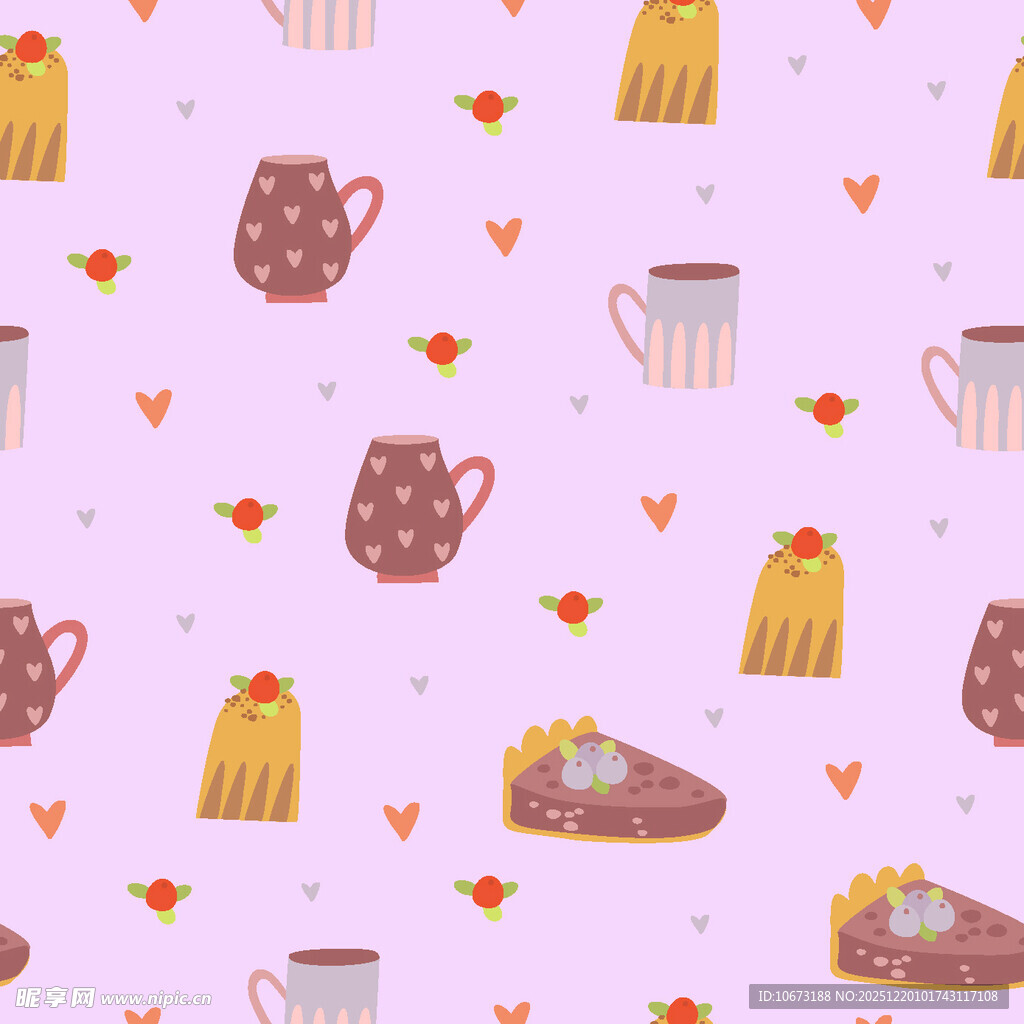 可爱甜点与杯具图案背景