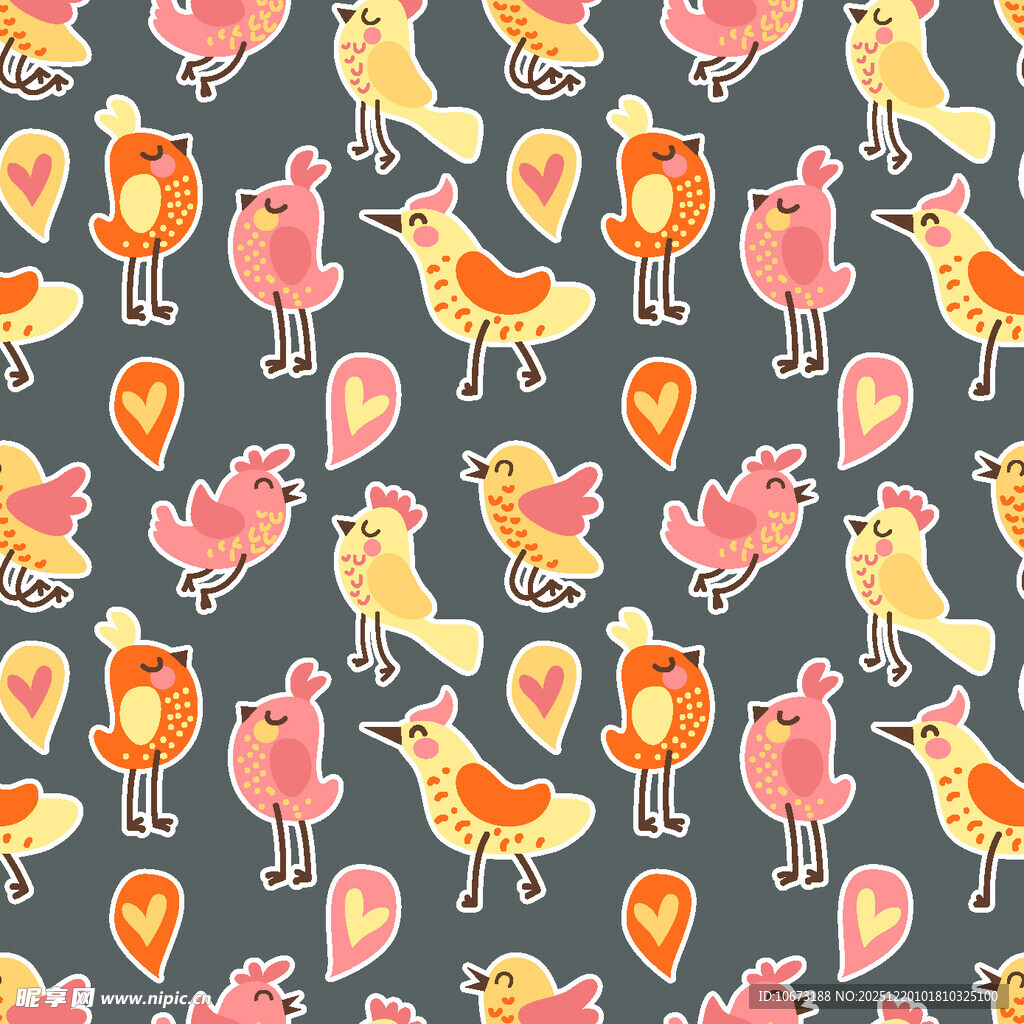 可爱小鸟爱心图案背景